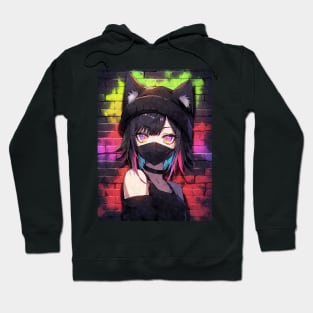 Kawaii Aesthetic Colorful Nekomimi Anime Cat Girl Graffiti Art Style Hoodie